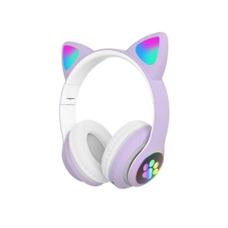 Bluetooth Hovedtelefoner 28 RGB Katteøre Stereo Musik Lilla