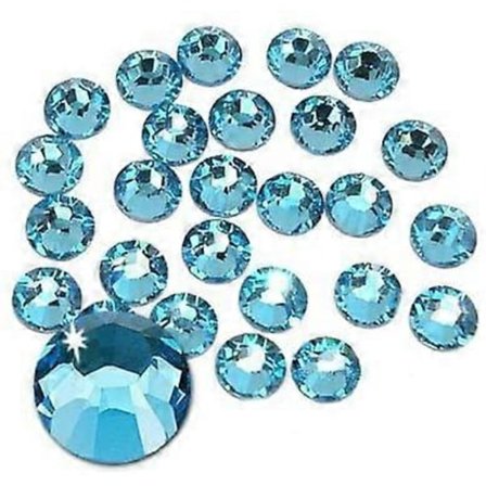 Lim Fix Flatback Rhinestones Glas Diamanter Ädelstenar för Nagelkonst (ss20 576st, Aquamarine)