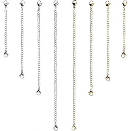 8 st Halsbandsförlängare Armbandsförlängare Förlängningskedja Set i Rostfritt Stål 4 Olika Längder: 15 cm 10 cm 7,5 cm 5 cm