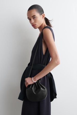 COS Women's Gathered Pouch Bag - Leather in Black