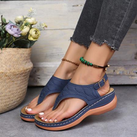 Damsandaler Öppen Tå Flip Flop Ankelrem Kilspänne Anti