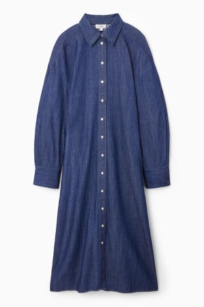 COS Women's Rounded Denim Shirt Dress in Blue