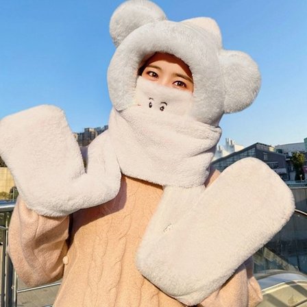 Halstørklædehandsker Sæt Bjørneører Hat FARVE 4 FARVE