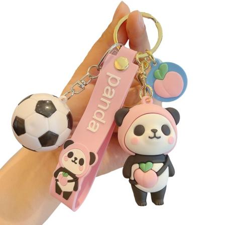 Tecknad Panda Nyckelring Leksak Kreativ nyckelring modellhänge för barn Män Kvinna Pojkar Flickor pink