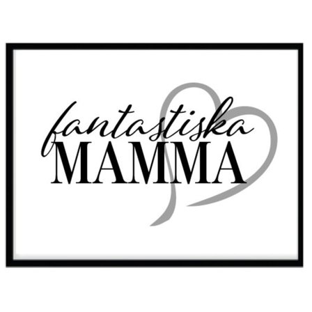 Poster Fantastiska Mamma Grå Mors dag A4