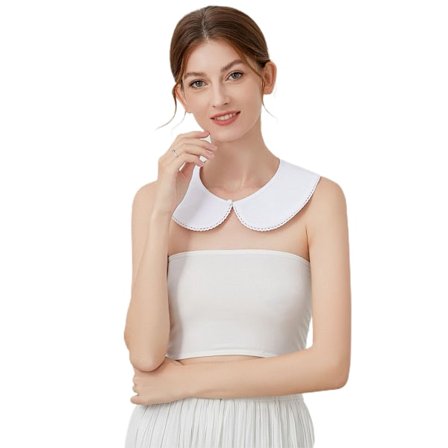 Fransk stil Dame Maid Avtakbar Faux False Krage Søt Blonder Trim Patchwork Knapp Halvskjorte Halskjede Choker Mini Poncho Capelet