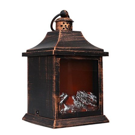 Öppen spis Lykta Multi Purpose Jul Öppen spis Lampa LED ved Eldeffekt Öppen spis Bordslampa för inomhus eller utomhus