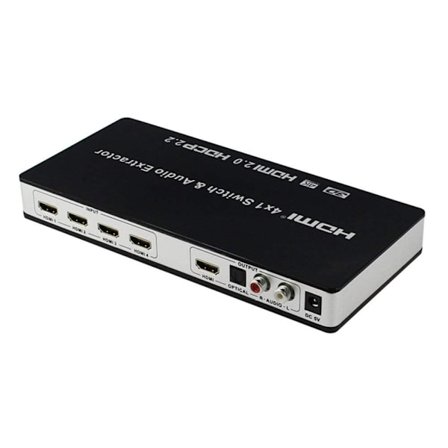 INF 4x1 HDMI Switch och ljuddelare UHD 4K 3D HDMI 2.0 ARC Toslink+RCA