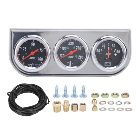 2-tommer olietryksvandtemp amperemeter 3 i 1 trippelmåler erstatning til 12V benzinbiler