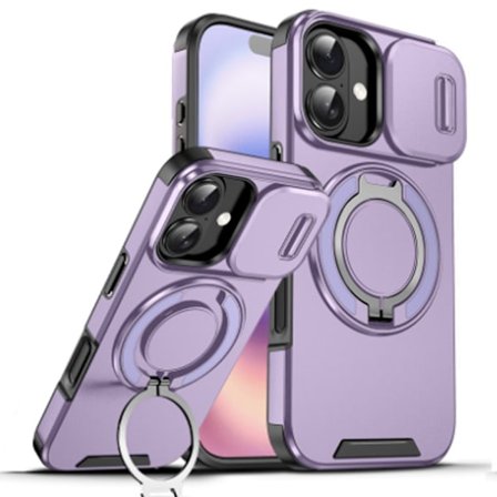 Kompatibel med iPhone 17 telefondeksel, skyvevindu magnetisk brakett, anti-fall beskyttelsesdeksel, anti-slitasje og anti-fingeravtrykk lilla