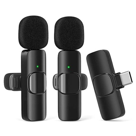 2-pak - Lavalier-mikrofon til mobil - Trådløs - USB-C Sort