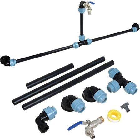 IBC IBC Adapter Tilkoblingssett for 2 IBC-tanker Side om Side og Regnvannstanker med 3/4" Svanehals for Hage, Regnvannstank Slangeutløp