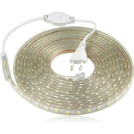 (Kjølig Hvit) LED Strip - SMD 5050 - 220V - 3M - Kjølig Hvit - Fleksibel og Vanntett