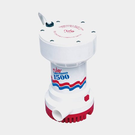 Dränkbar elektrisk länspump Rule 1500 GPH (94.6 liter / minut), 12 V, automatisk driftstart, utan nivåvakt