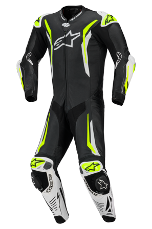 Motorrad-Lederanzug Alpinestars GP Tech V5 1Pc Schwarz/Weiß/Gelb Fluo 50