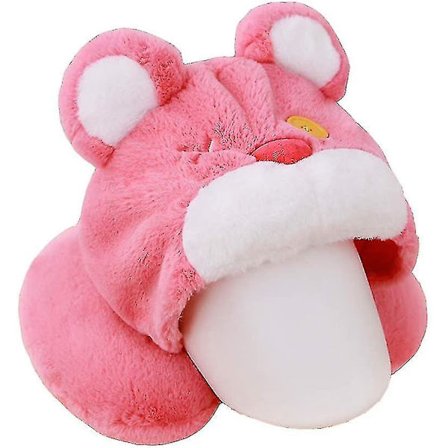 Ihana monitoiminen niskatyyny lentokoneeseen, U-tyyny, huppu, söpö karhu, tyttö, auton päiväunille, vaaleanpunainen