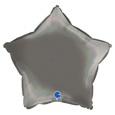 Ballon Stjerne Holografisk Platinum Grå
