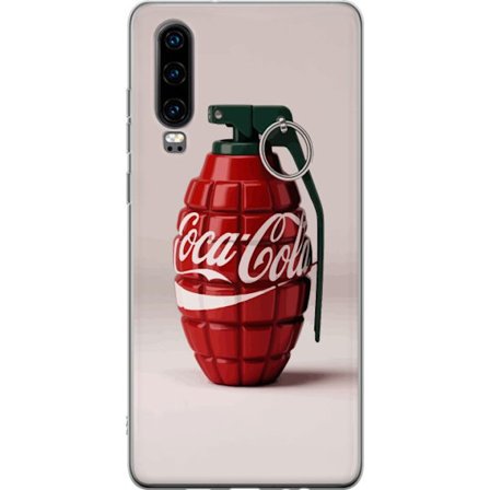 Kompatibel Mobilcover til Huawei Huawei P30 Kunstnerisk illustration af Coca Cola granatæble i rødt og grønt, pop art inspireret motiv med legende