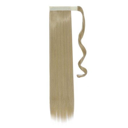 Syntetiskt hår 18/24 tum långt rak hästsvans omlott hästsvansklämma i hårförlängningar Svart hårstycke Huvudbonader