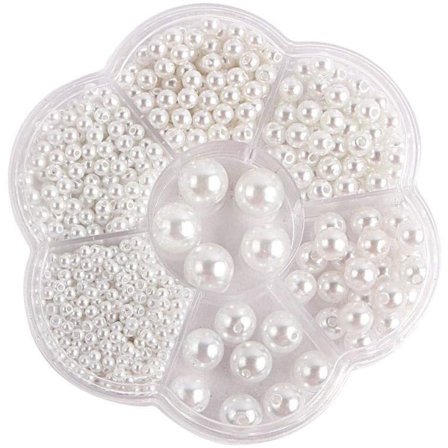 1150 kpl Helmihelmet Valkoiset pyöreät irtopärjäjäljitelmät Akryylihelmet 3/4/5/6/8/10/12 mm askartelukoristeisiin Korujen valmistus