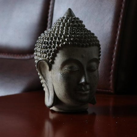 Buddhahode-statuefigur Fengshui-pynt til veranda, kontor, skrivebord, innendørs/utendørs, mediterende skulptur