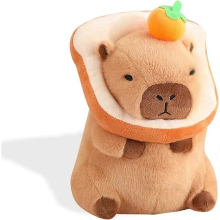 SBSG Søt Capybara Plysj Myk Capybara Kosedyr med Brød Kawaii Capybara Plysjleke med Appelsin Capybara Plysjleker Klemgaver for Barn Jenter