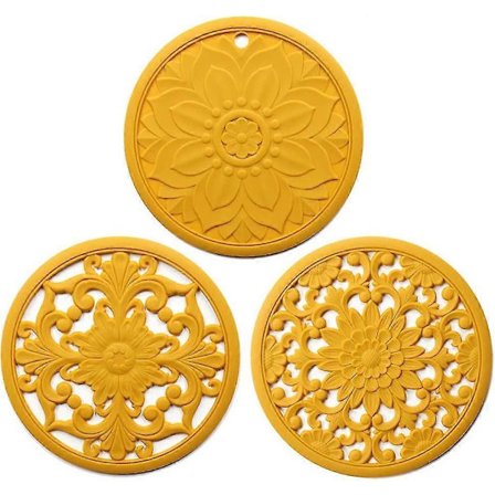 Set med 3 halkfria isolerande underlägg i silikon för kastruller, grytunderlägg, tekannhållare (ShiKai)