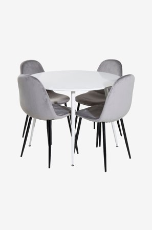 Venture Home - Ruokailuryhmä Plaza ja ruokapöydän tuolit Polar, 4 kpl - Valkoinen - Ruokailuryhmä 4 hengelle - - Homeroom