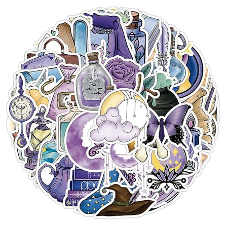 Dww-60 lilla magiske måne klistermærker, klistermærker til bærbare computere, spray vinyl klistermærker, klistermærker til biler, baga