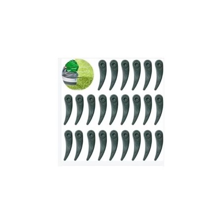 Pakkaus, jossa 24 vaihtoterää Bosch Durablade Art 23-18 LI Art 26-18 LI -ruohonleikkureihin, vihreä ZY, DEBUNS:ilta