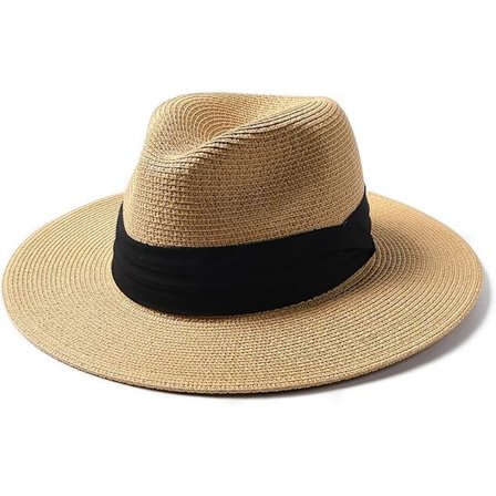 Unisex Panama-hattu Laaja Reuna Olki Aurinkohattu Miehille ja Naisille Säädettävä Olkihattu