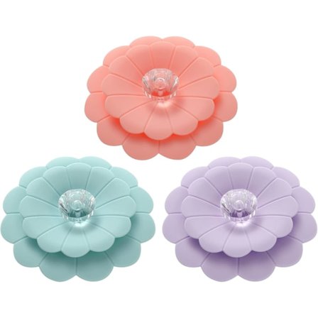 Silikone kopdæksler med dobbelte blomster (sæt med 3), flerfarvede silikonelåg til krus, kopper, tekander, fleksible krusdæksler, varme kop låg til 