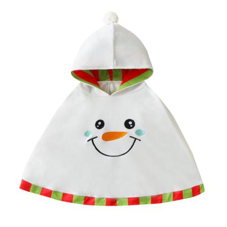 Barn Tecknat Print Huv Poncho Pläd Pompom Christmas Cape