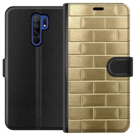 Plånboksfodral till Xiaomi Redmi 9 med Gyllene Murstenar