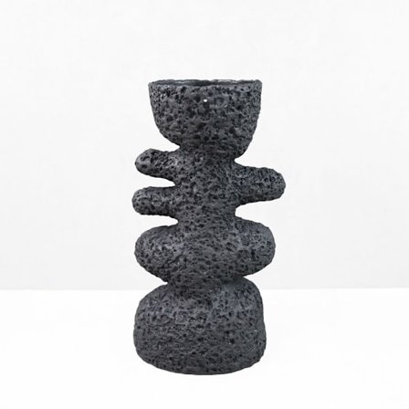 Sort harpikslysholder, 14,5x9,5x25cm