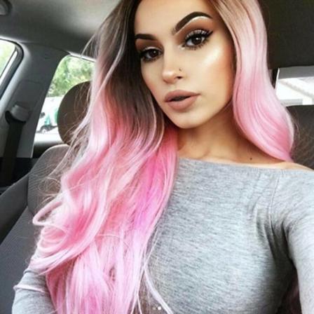 Kvinnor Lockigt Ombre Rosa Grön Harajuku Style Långa Vågiga Peruker