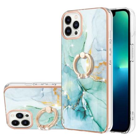 Iphone 14 Pro Marmor Tpu Skal Med Ring - Motiv 4 Multifärg