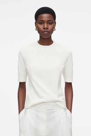 COS Women's Regular Knitted T-Shirt in Beige