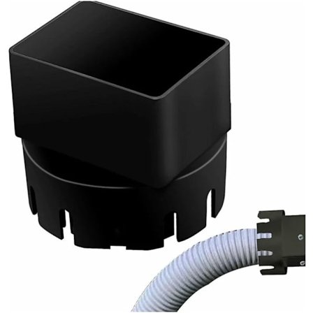 Universal nedløpsrør til avløpsadapter, rund til firkantet avløpsadapter, svart