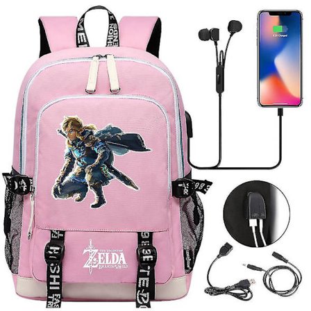 Tears Of The Game Zelda Kingdom USB Skolväska för tonåringar - Unisex Casual Sportryggsäck för grundskole- och gymnasieelever