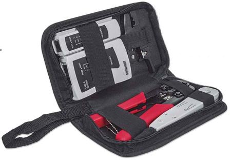 INTELLINET Network tool kit; LAN tester, LSA tool, crimping and stripping tol