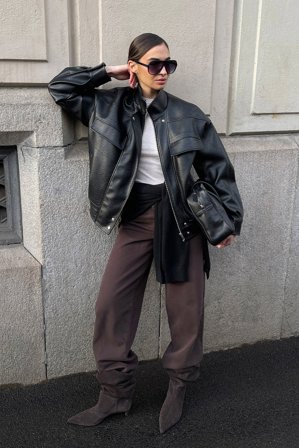 NA-KD Weite Jeans mit hoher Taille - Jeans mit weitem Bein - Braun - EU 38