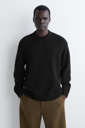 COS Men's Chunky Cashmere Crew-Neck Jumper in Black