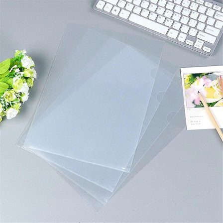 50 st Plastfickor A4 Mappar Plånböcker för Skydd Filer med Öppna Fickor Upptill & Sidan för A4 Pa
