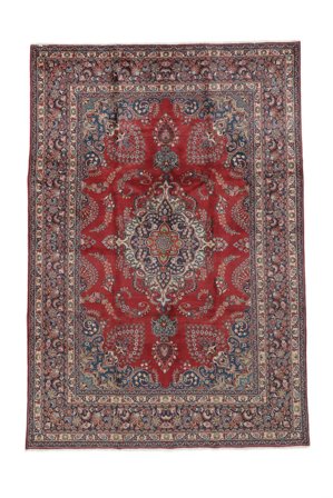 237X344 Dywan Orientalny Meszhed Ciemnoczerwony/Brunatny (Wełna, Persja/Iran)