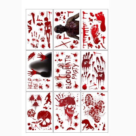 Halloween dekorative klistremerker Bloody Handprint Footprint Decals