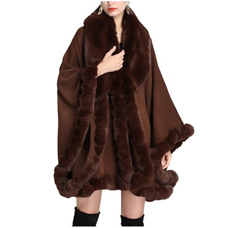 Dam finstickad fuskpäls Cape Cardigan tröja