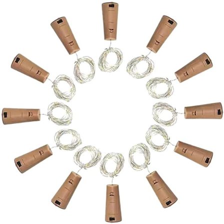 12 Flaskelys, Vinflaskekorklys, 2 Meter 20 Lys, Knappcellebatteridrevne LED-lys, Juledekorasjon, Vinflaske Lyslenke Lila_tfrf Lilla