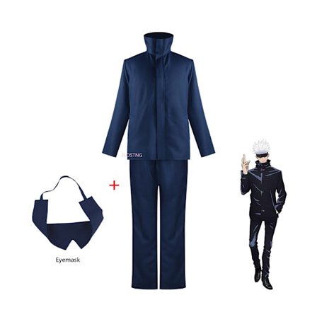 Mub- Anime Jujutsu Kaisen Gojo Satoru Sorte Top Bukser Øje spørg Halloween Fest Cosplay Kostume