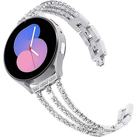 Kompatibel med Samsung Galaxy Watch 4-rem 40mm 44mm, 20mm rem för Galaxy Watch Active 2-rem 40mm 44mm, för Garmin Vivoactive 3-rem silver